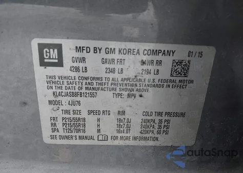 2015 Buick Encore from USA, damaged, VIN KL4CJASB8FB121557